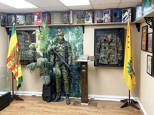 Vietnam veteran memorabilia inside the memorial room