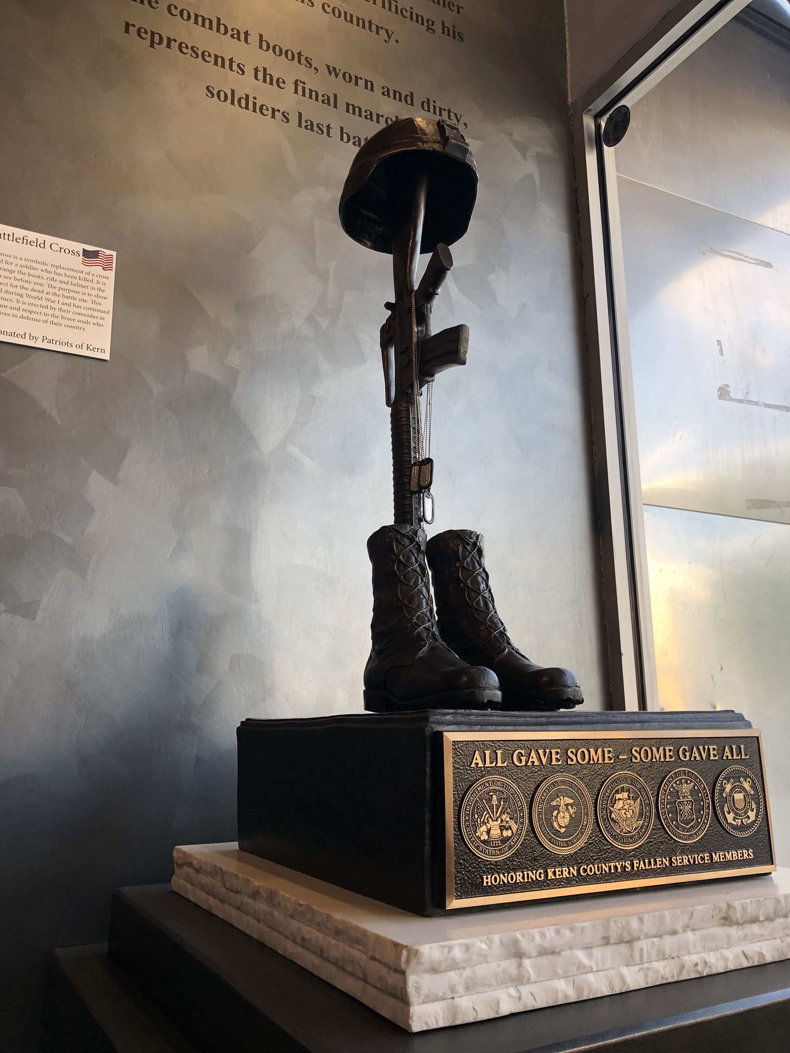 Memorial boots display honoring fallen service members